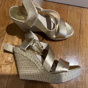 Michael Kors gold wedges size 6